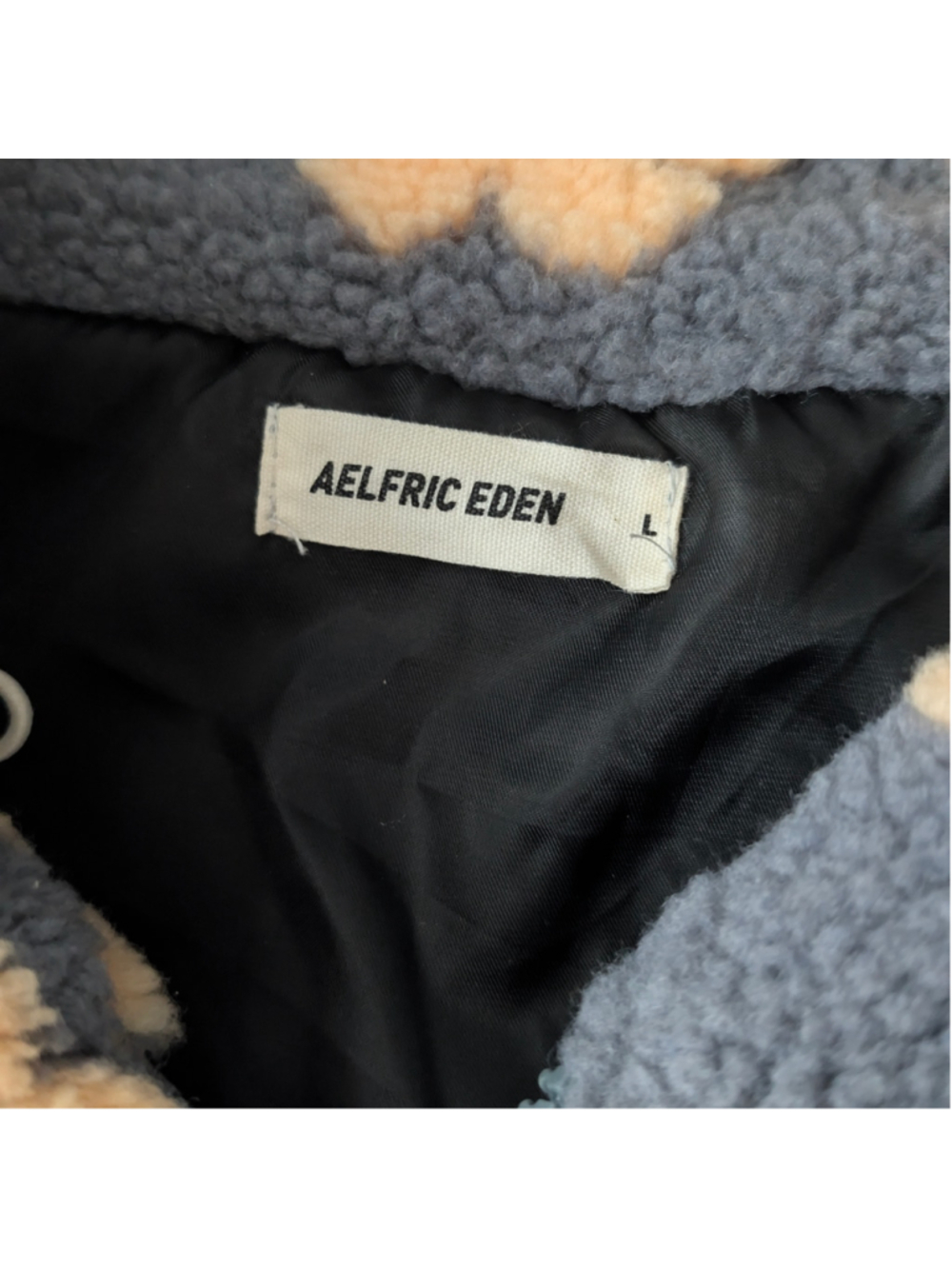 Aelfric Eden Colorblock Grey Orange Floral Sherpa Fleece Jacket - Picture 4 of 11
